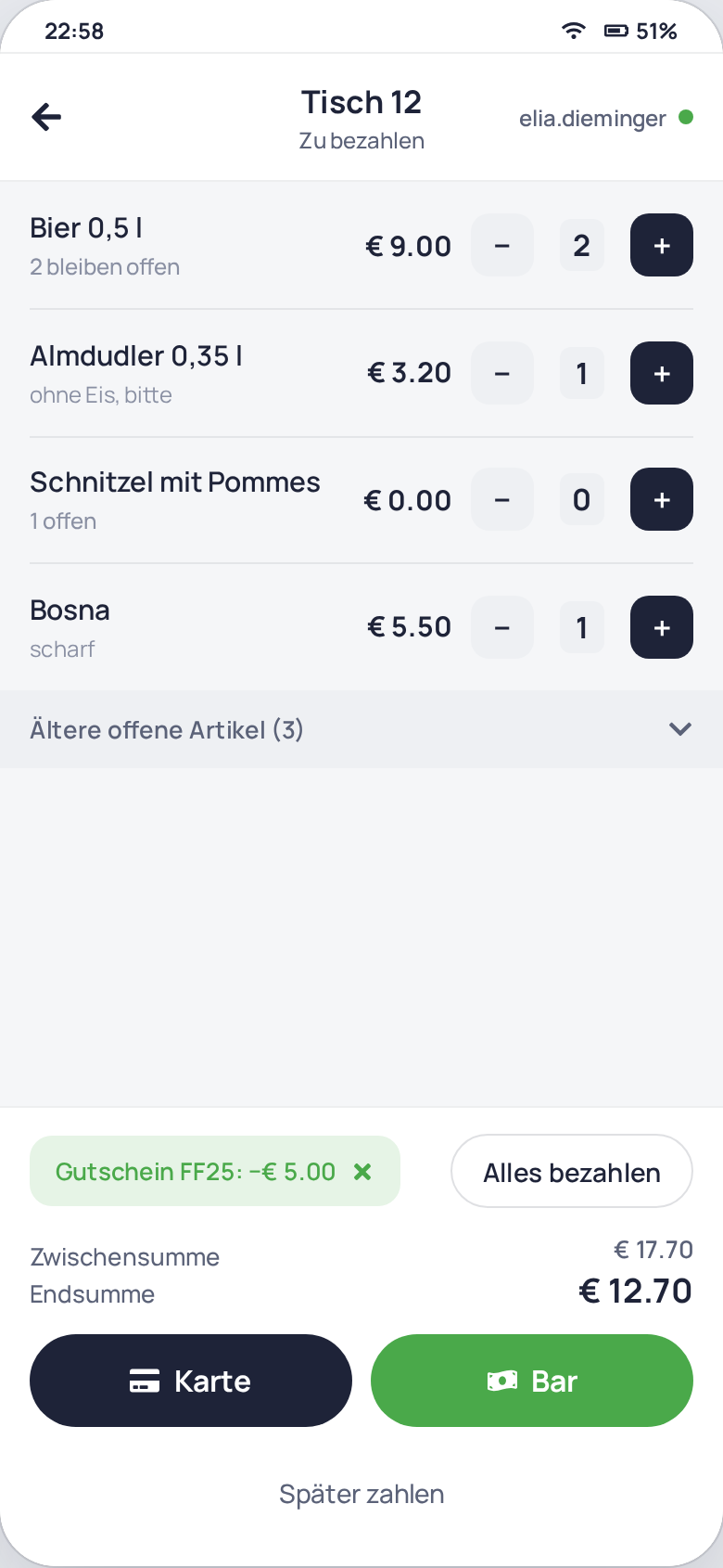 Rechnung kassieren