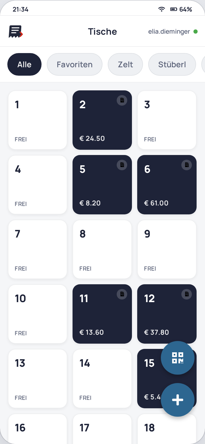 Tischplan in der BonXpress-App